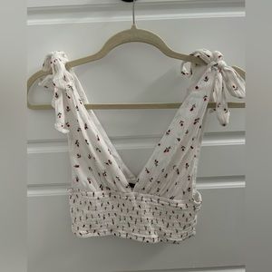 Smocked floral crop top